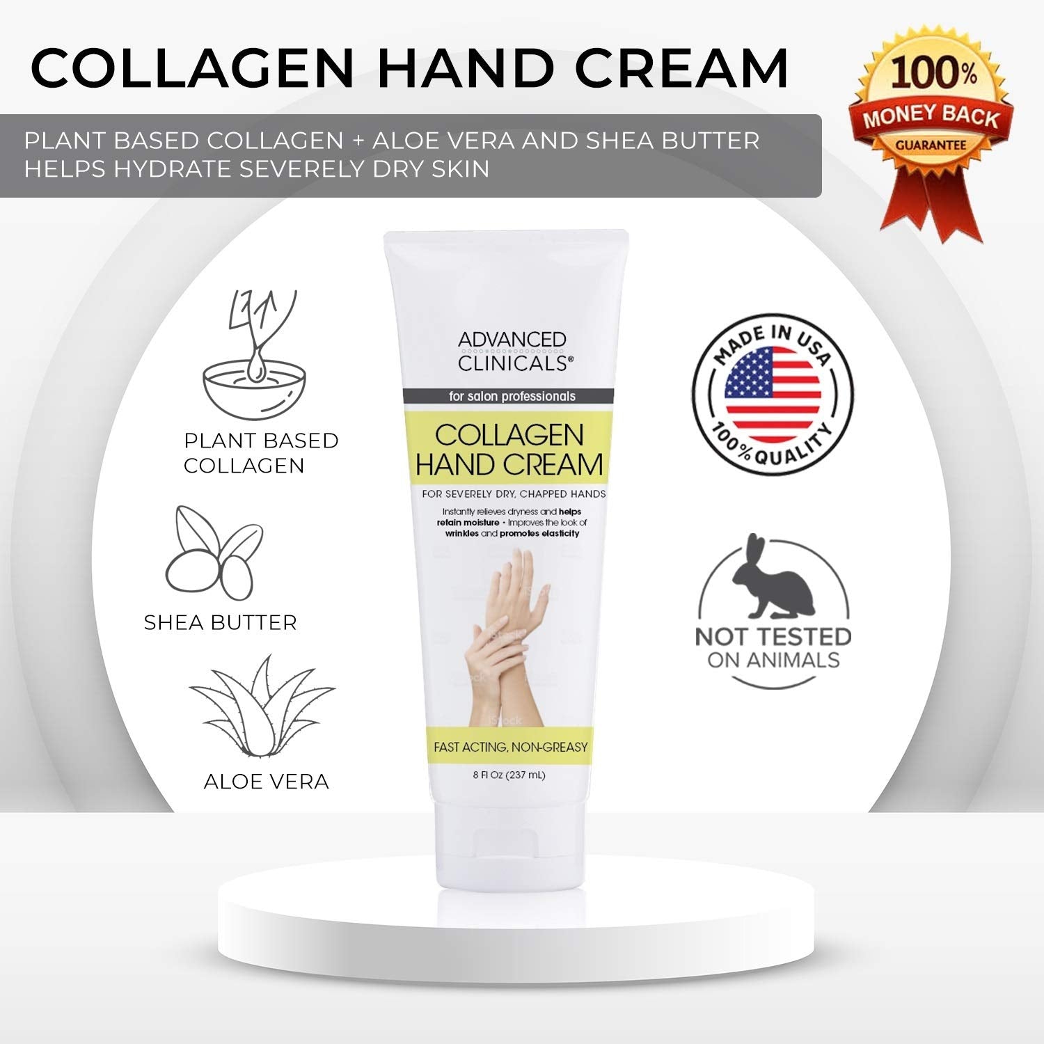 Advanced Clinicals Collagen Hand Cream 8 fl oz - Fashions for Home