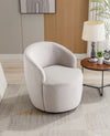 Velvet Fabric Swivel Accent Armchair Barrel Chair With Black Powder Coating Metal Ring,Gray