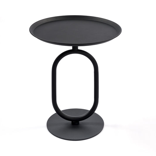 Lantern-shaped Metal End Table, Small Round Side Table, Modern Coffee Drink Cocktail Table, Small Accent Pedestal Table for Living Room Corners Small Spaces, 21.3'' Height