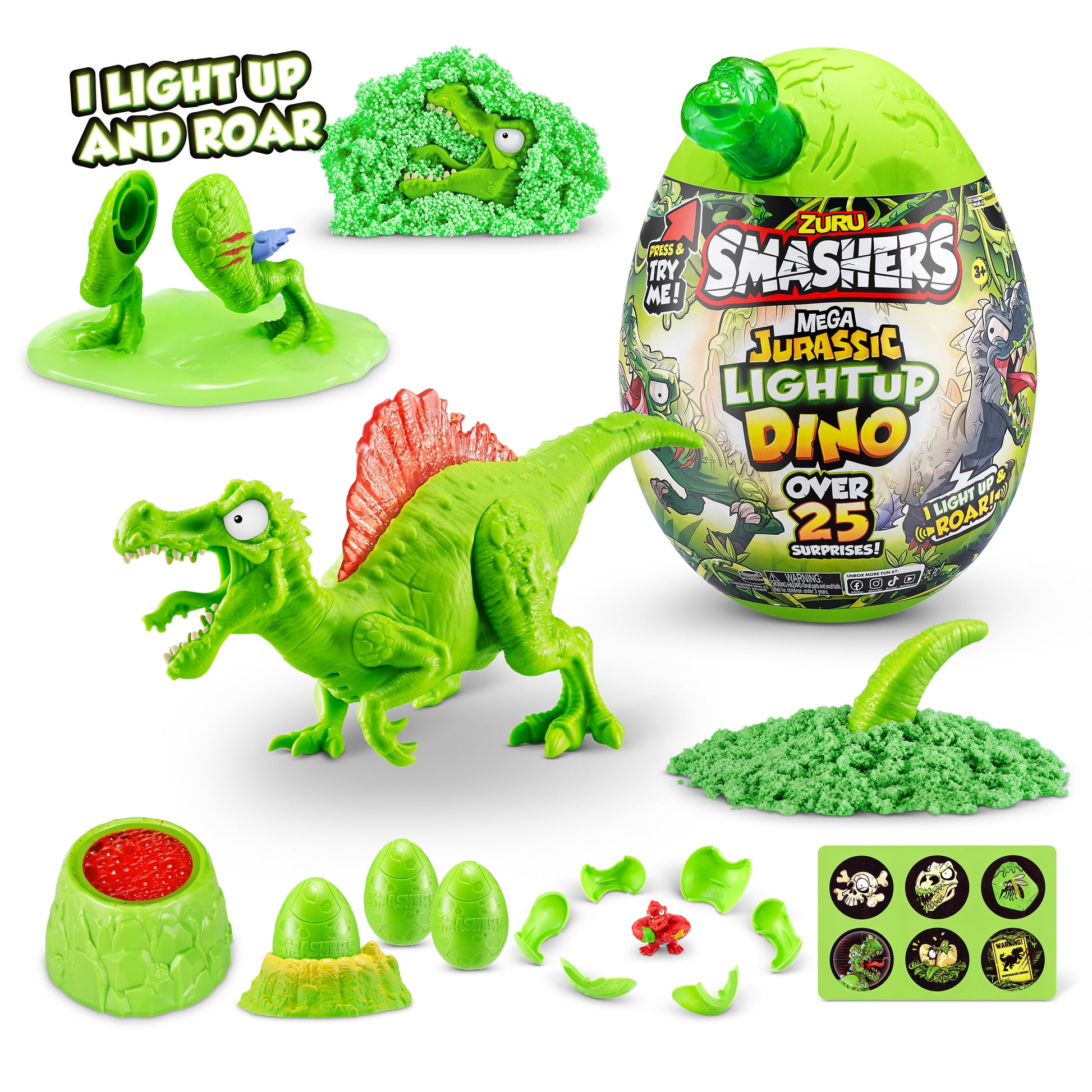 Smashers Mega Jurassic Light up Dino Egg by ZURU T-Rex or Spino Dinosaur Toy for Child 3 Years and up - Fashions for Home