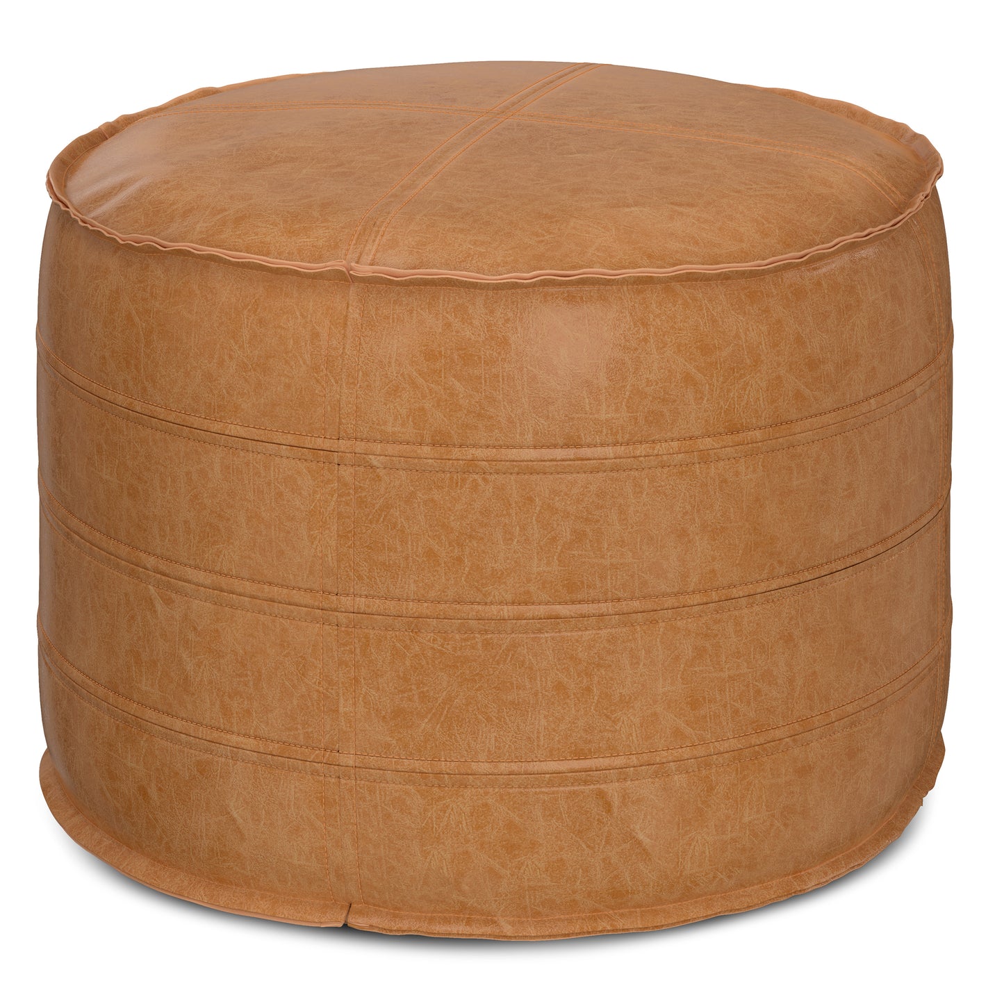 Brody - 20' Round Pouf - Distressed Brown - Fashions for Home