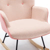 35.5 inch Rocking Chair, Soft Houndstooth Fabric Leather Fabric Rocking Chair for Nursery, Comfy Wingback Glider Rocker with Safe Solid Wood Base for Living Room Bedroom Balcony (pink)