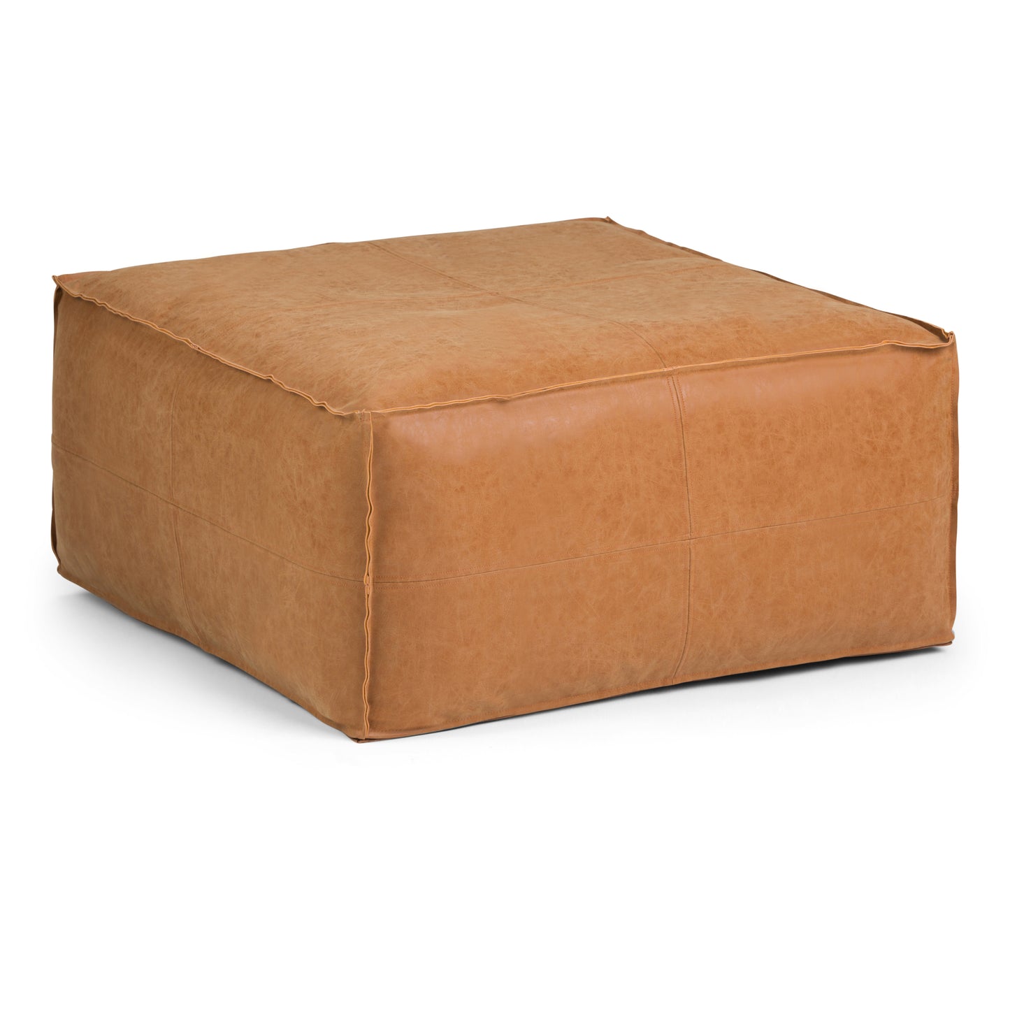 Brody - Large Square Coffee Table Pouf - Distressed Brown - Fashions for Home