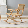 Solid wood+imitation rattan rocking chair allows you to relax quietly indoors and outdoors, enhancing your sense of relaxation, suitable for balconies, gardens, and camping sites