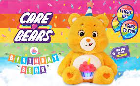 Care Bears 22438 Interactive Singing Birthday Bear, Cute Musical Toy with Lights, Cuddly Toys for Children, Plush Soft Toys for Girls and Boys, Cute Teddies for Kids, 4 Years +