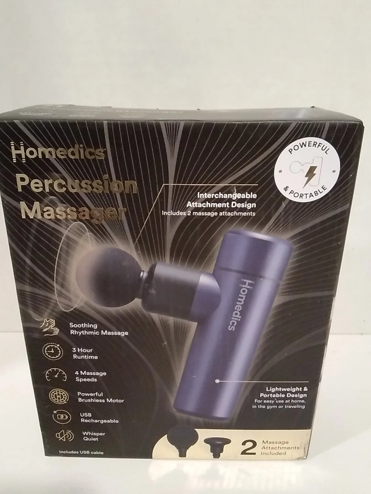 Homedics Percision Massager Powerful & Portable 4 Speeds USB Rechargable Fashions for Home