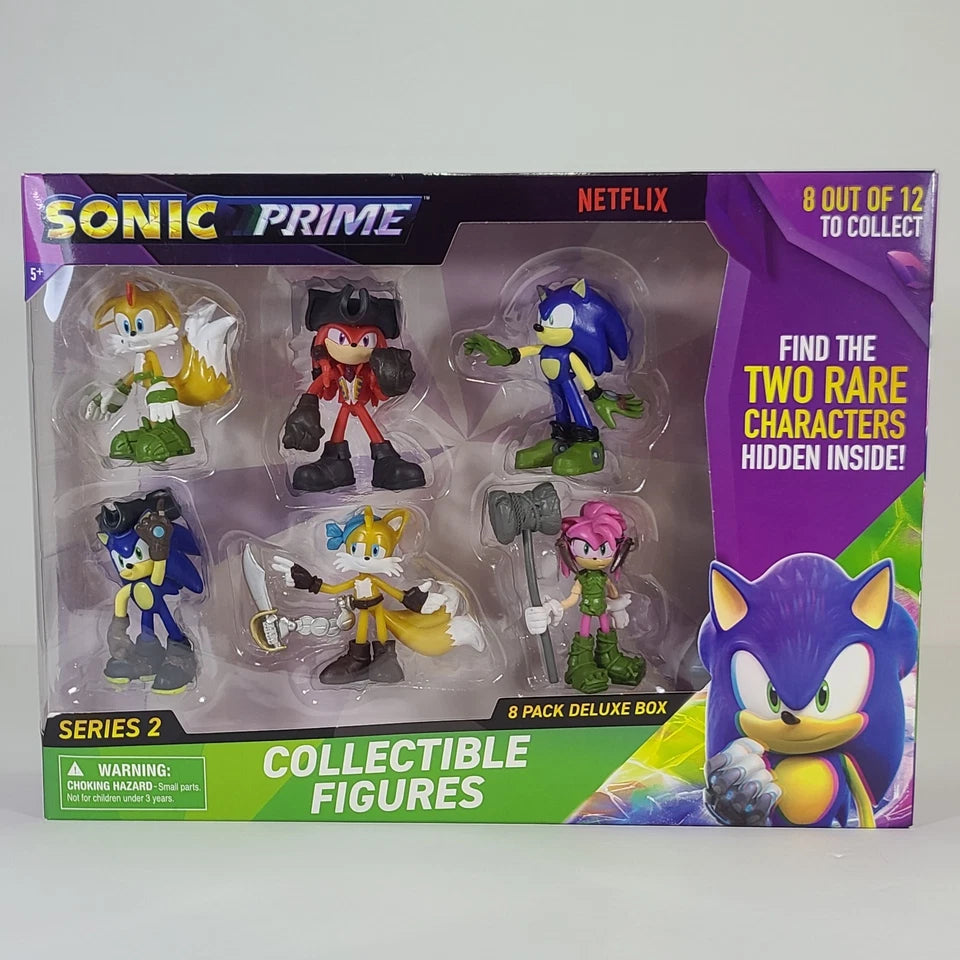 Sonic Prime Series 2, Collectible Figures 8 Pack Deluxe 2 Rare Figures Fashions for Home