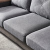 Living Room Furniture Linen Fabric Faux Leather with Wood Leg Sofa (Dark Grey)