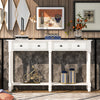 Console Table Sofa Table Easy Assembly with Two Storage Drawers and Bottom Shelf (Ivory White)