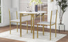 TOPMAX Modern 3-Piece Round Dining Table Set with Drop Leaf and 2 Chairs for Small Places,Golden Frame+Faux White Granite Finish