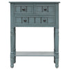 Narrow Console Table, Slim Sofa Table with Three Storage Drawers and Bottom Shelf (Navy)