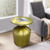 24 Inch Metal Frame End Table with Round Top and Bottle Shape Base, Gold