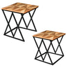 Madeline 25, 23 Inch Square 2 Piece Nesting End Table Set, Wood Top, Iron Frame, Brown and Black
