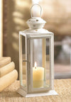 Square White Star Candle Lantern - 8 inches