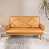 CIZIG Futon Sofa Bed, Convertible Sleeper Sofa, Couch, Double Chaise Sofa,Loveseat, Sofa Chair,with Tapered Legs, 1000lb Weight Capacity, Integrated Sofa, Small Couches for Living Room，Orange