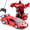1/18 Scale Transforming Sports Car Toys w/ 1 Button Transformation Red