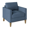 Classic Linen Armchair Accent Chair with Bronze Nailhead Trim Wooden Legs Single Sofa Couch for Living Room, Bedroom, Balcony, Navy Blue
