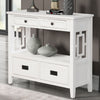 36'' Farmhouse Pine Wood Console Table Entry Sofa Table with 4 Drawers & 1 Storage Shelf (Antique White)