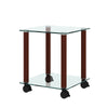 1-Piece Transparent+Walnut Side Table , 2-Tier Space End Table ,Modern Night Stand, Sofa table, Side Table with Storage Shelve