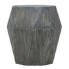 Ashton 22 Inch Mango Wood Side End Table, Octagonal, Faceted, Chiseled Edges, Rustic Gray