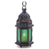 Emerald Glass Moroccan Candle Lantern - 10 inches