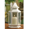 Victorian Style White Candle Lantern - 10.5 inches