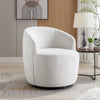 Velvet Fabric Swivel Accent Armchair Barrel Chair With Black Powder Coating Metal Ring,White