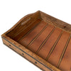18 Inch Handcrafted Rectangular Mango Wood Decorative Serving Tray, Rivet Accents, Metal Trim, Natural Brown