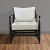 Malibu 27 Inch Handcrafted Mango Wood Accent Chair, Fabric, Pillow Back, Open Frame, Light Gray, Black