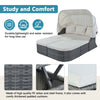 U_STYLE Outdoor Patio Furniture Set Daybed Sunbed with Retractable Canopy Conversation Set Wicker Furniture Sofa Set