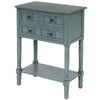 Narrow Console Table, Slim Sofa Table with Three Storage Drawers and Bottom Shelf (Navy)