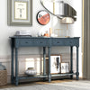 Console Table Sofa Table Easy Assembly with Two Storage Drawers and Bottom Shelf (Antique Navy)