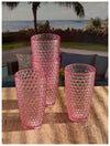 Designer Acrylic Diamond Cut Pink Drinking Glasses Hi Ball Set of 4 (19oz), Premium Quality Unbreakable Stemless Acrylic Drinking Glasses for All Purpose