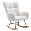 Rocking Chair with Pocket, Soft Teddy Fabric Rocking Chair for Nursery, Comfy Wingback Glider Rocker with Safe Solid Wood Base for Living Room Bedroom Balcony (white)