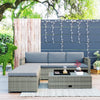 TOPMAX 4-piece Outdoor Backyard Patio Rattan Sofa Set, All-weather PE Wicker Sectional Furniture Set with Retractable Table, Gray