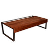 41.7 Inch Rectangular Coffee Table with Plank Style Top, Metal Frame, Brown and Black