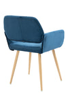 Blue Velvet Upholstered Side Dining Chair with Metal Leg