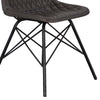 20 Inch Genuine Leather Accent Chair, Diamond Stitched, Metal Frame, Dark Brown, Black