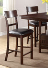 Set of 2 Chairs Dining Room Furniture Dark Brown Cushioned Solid wood Counter Height Chairs