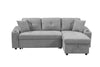 Grey right chaise longue convertible corner sofa with armrest storage