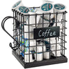 Coffee Cup Holder, Iron Coffee Cup Holder, K Cup Organizer, Extra Large Capacity K Cup Holder, Can Hold 40 K Cups or 60 Coffee Bags, Black