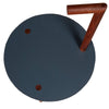 29 Inch Round Metal Top End Table with Inbuilt Wooden Pole, Brown and Black