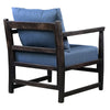 Malibu 27 Inch Handcrafted Mango Wood Accent Chair, Fabric, Pillow Back, Open Frame, Blue, Black