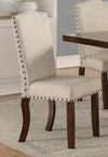 Classic Cream Upholstered Cushion Chairs Set of 2 Dining Chair Nailheads Solidwood Legs