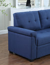 Lucca Blue Linen Reversible Sleeper Sectional Sofa with Storage Chaise