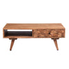 Reed 37 Inch Wood Coffee Table with 3D accent Drawers, Oak Brown