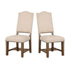Rustic Classic 2pcs Dining Chairs Beige Fabric Upholstered Cushion Side Chairs Nailhead Trim Kitchen Dining Room Solid wood Light Oak