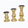 Wooden Candleholder with Turned Pedestal Base, Set of 3, Distressed Gold