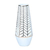 White Ceramic Vase with Gold Geometric Accent Design - Elegant and Versatile Home Decor