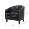 COOLMORE accent Barrel chair living room chair with nailheads and solid wood legs  Black  pu leather